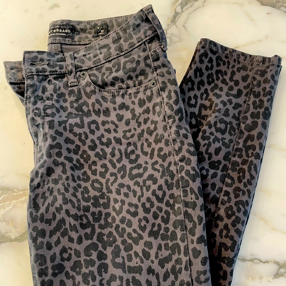 Lucky Brand Ava Skinny Black Leopard Print Jeans